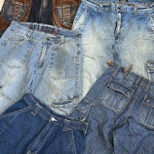 Mystery Jorts Premium | Baggy Denim Jorts: Alt-Skate, Nu-Metal & Y2K Aesthetic / Mix Alternative Brand - 1 Pezzo