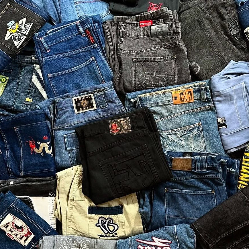 Mystery Jorts Premium | Baggy Denim Jorts: Alt-Skate, Nu-Metal & Y2K Aesthetic / Mix Alternative Brand - 1 Pezzo